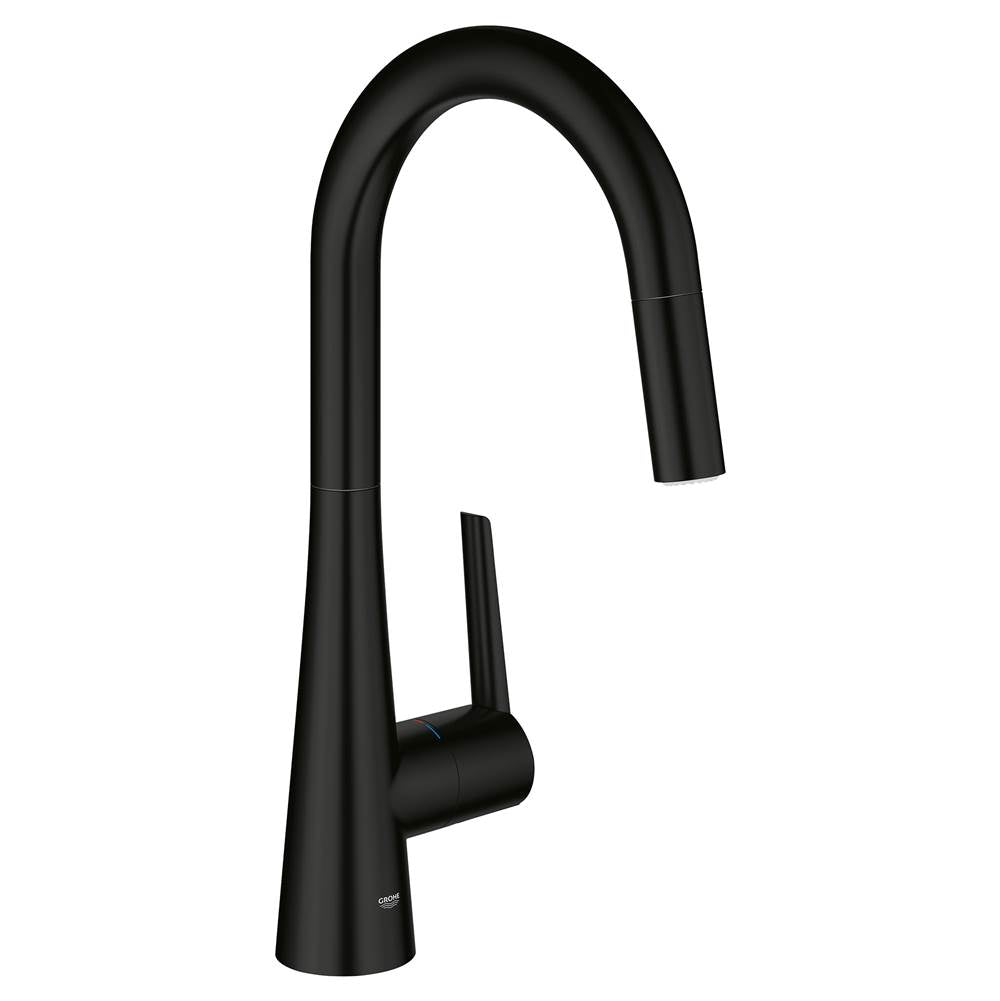 Grohe - Single-Handle Pull Down Kitchen Faucet Dual Spray 1.75 GPM - Matte Black
