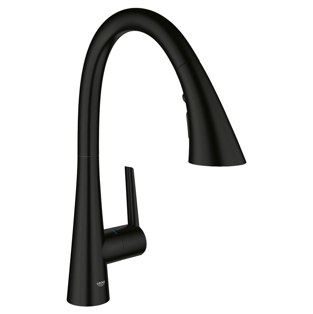 Grohe - Single-Handle Pull Down Kitchen Faucet Triple Spray 1.75 GPM - Matte Black
