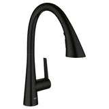 Grohe - Single-Handle Pull Down Kitchen Faucet Triple Spray 1.75 GPM - Matte Black