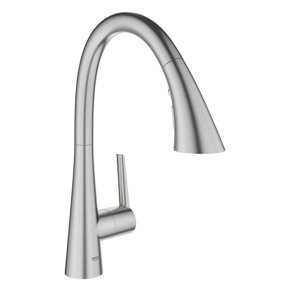 Grohe - Single-Handle Pull Down Kitchen Faucet Triple Spray 1.75 GPM - Supersteel