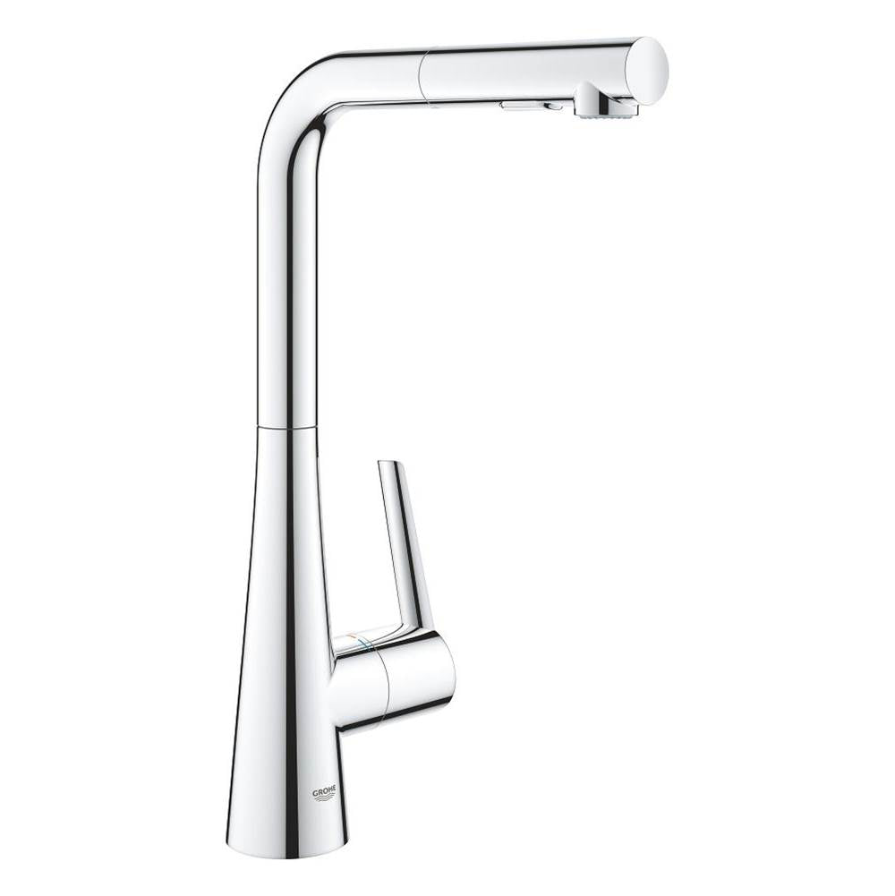 Grohe - Single-Handle Pull-Out Kitchen Faucet Dual Spray 1.75 GPM - Chrome