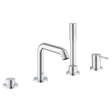 Grohe - 4-Hole Single-Handle Deck Mount Roman Tub Faucet with 1.75 GPM Hand Shower - Brushed Nickel