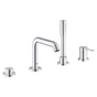 Grohe - 4-Hole Single-Handle Deck Mount Roman Tub Faucet with 1.75 GPM Hand Shower - Brushed Nickel
