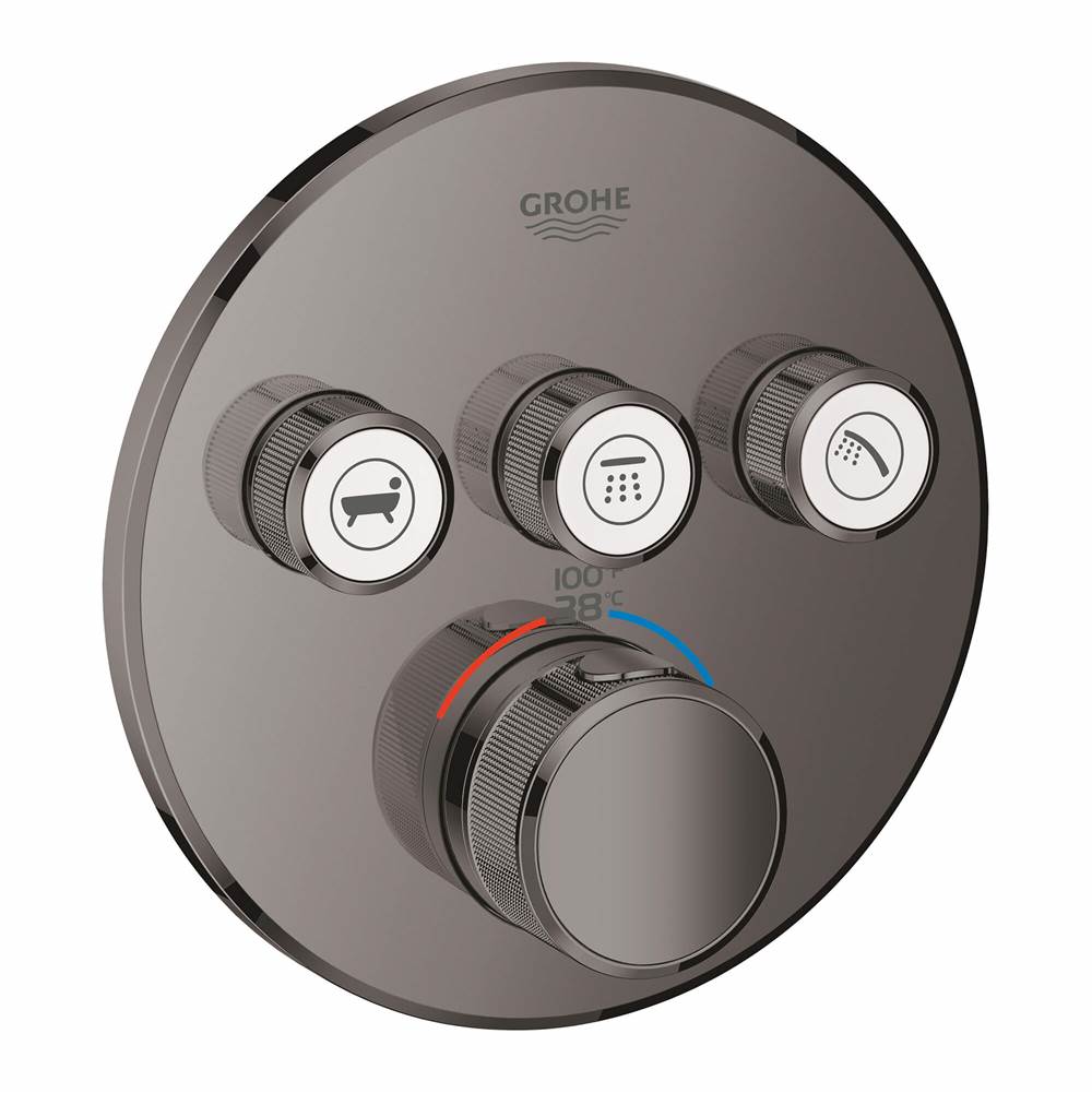Grohe - Triple Function Thermostatic Valve Trim - Hard Graphite