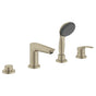 Grohe - 4-Hole Single Handle Deck Mount Roman Tub Faucet with 1.75 GPM Hand Shower - Brushed Nickel