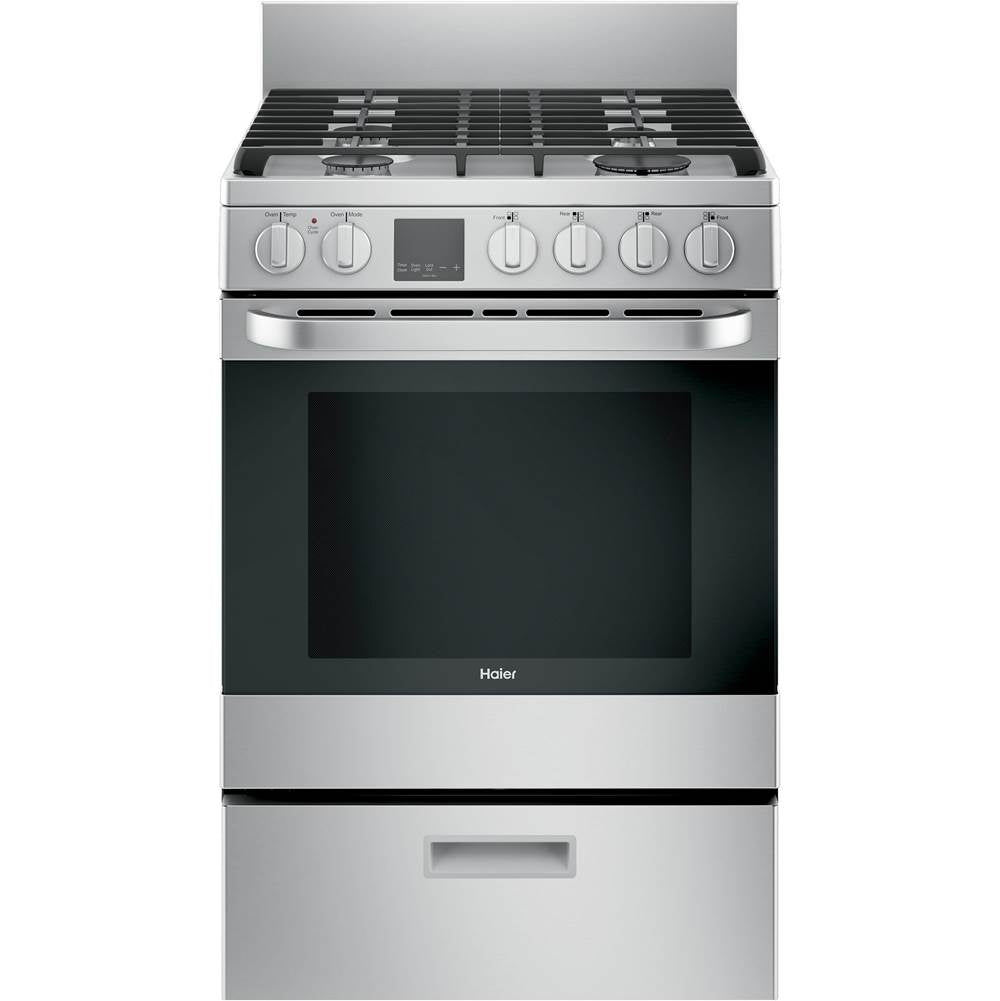 Haier - 24'' 2.9 Cu. Ft. Gas Free-Standing Range with Convection and Modular Backguard - Stainless