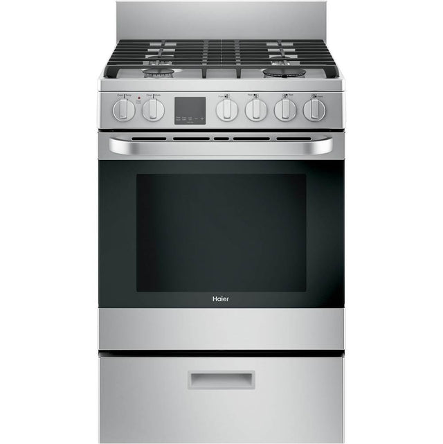 Haier - 24'' 2.9 Cu. Ft. Gas Free-Standing Range with Convection and Modular Backguard - Stainless