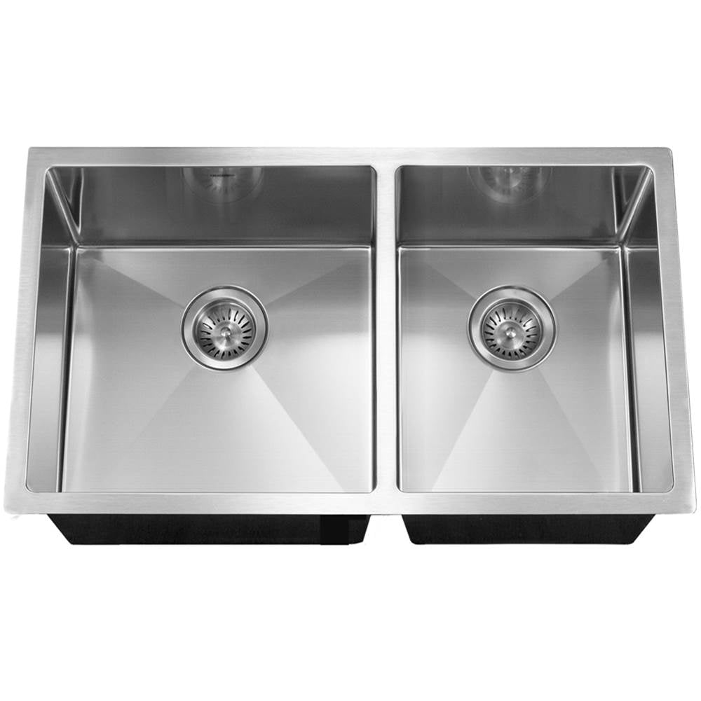 Hamat - Axiom 32'' 10mm Radius Undermount 60/40 Double Bowl Kitchen Sink - Stainless Steel