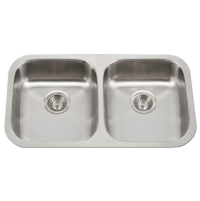 Hamat - Classic 32'' ADA Undermount 50/50 Double Bowl Stainless Steel Sink, 6'' Depth, Bulk Pack - Stainless Steel