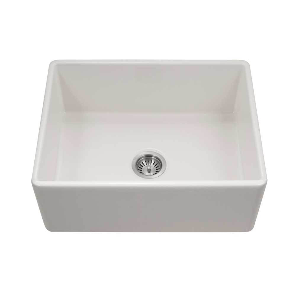 Hamat - Chelsea 26'' Apron-Front Fireclay Single Bowl Kitchen Sink, Biscuit - Biscuit