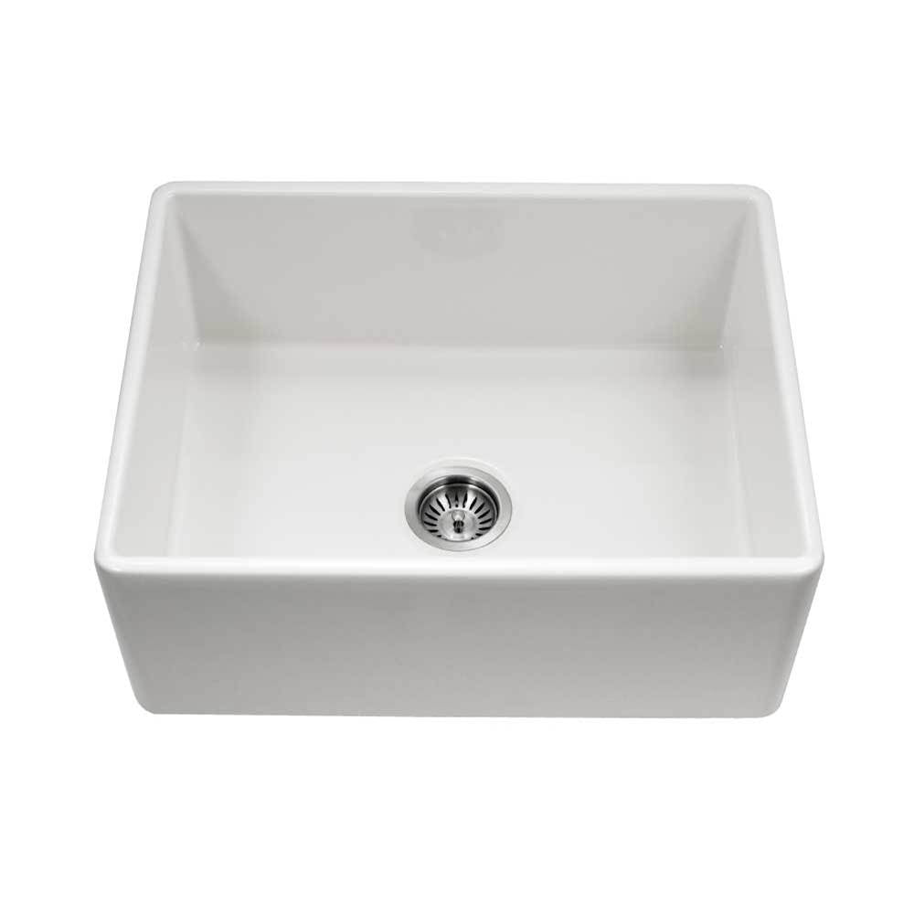 Hamat - Chelsea 26'' Apron-Front Fireclay Single Bowl Kitchen Sink, White - White