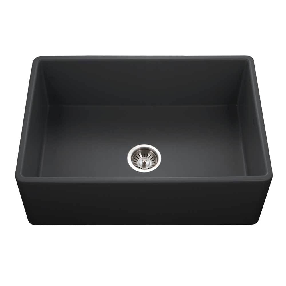 Hamat - Chelsea 30'' Apron-Front Fireclay Single Bowl Kitchen Sink, Matte Black - Matte Black