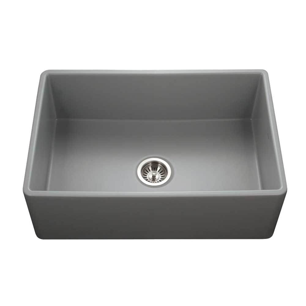 Hamat - Chelsea 30'' Apron-Front Fireclay Single Bowl Kitchen Sink, Matte Grey - Matte Grey