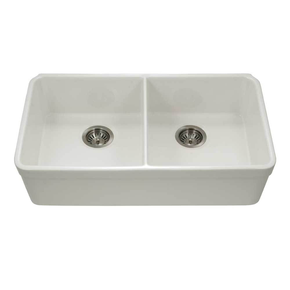 Hamat - Chelsea 33'' Undermount  Fireclay Double Bowl Kitchen Sink, Biscuit - Biscuit