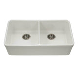 Hamat - Chelsea 33'' Undermount  Fireclay Double Bowl Kitchen Sink, Biscuit - Biscuit