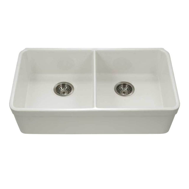 Hamat - Chelsea 33'' Undermount  Fireclay Double Bowl Kitchen Sink, Biscuit - Biscuit