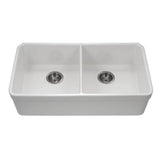 Hamat - Chelsea 33'' Undermount Fireclay Double Bowl Kitchen Sink, White - White