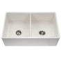 Hamat - Chelsea 33'' Apron-Front Fireclay Double Bowl Kitchen Sink, Biscuit - Biscuit