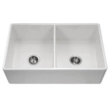 Hamat - Chelsea 33'' Apron-Front Fireclay Double Bowl Kitchen Sink, White - White