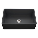 Hamat - Chelsea 33'' Apron-Front Fireclay Single Bowl Kitchen Sink, Matte Black - Matte Black