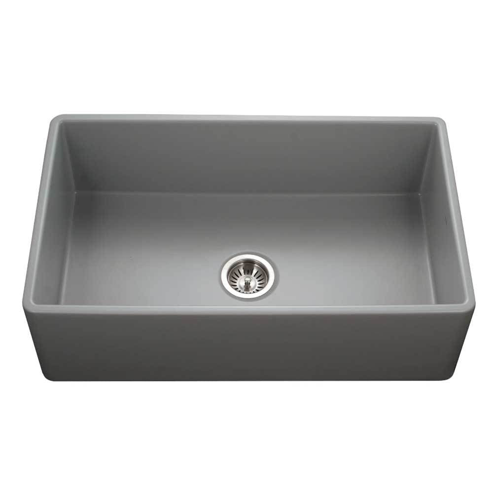 Hamat - Chelsea 33'' Apron-Front Fireclay Single Bowl Kitchen Sink, Matte Grey - Matte Grey