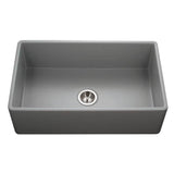 Hamat - Chelsea 33'' Apron-Front Fireclay Single Bowl Kitchen Sink, Matte Grey - Matte Grey