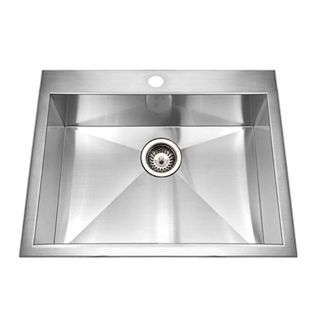 Hamat - Contrive 25'' Zero Radius Topmount Stainless Steel 1-Hole Single Bowl Kitchen Sink - Stainless Steel