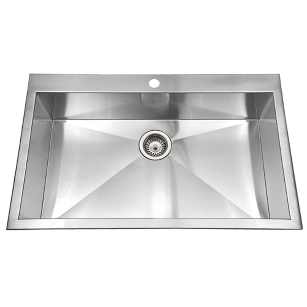 Hamat - Contrive 33'' Zero Radius Topmount Stainless Steel 1-Hole 50/50 Double Bowl Kitchen Sink - Stainless Steel