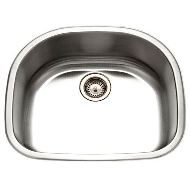 Hamat - Designer 24'' Undermount Stainless Steel Single D Bowl Kitchen Sink, Bulk Pack - Stainless Steel