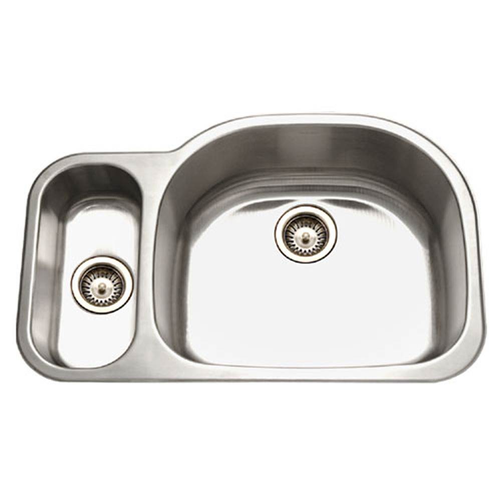 Hamat - Designer 32'' Undermount Stainless Steel 20/80 Double Bowl Kitchen Sink, Small Bowl Left - Stainless Steel
