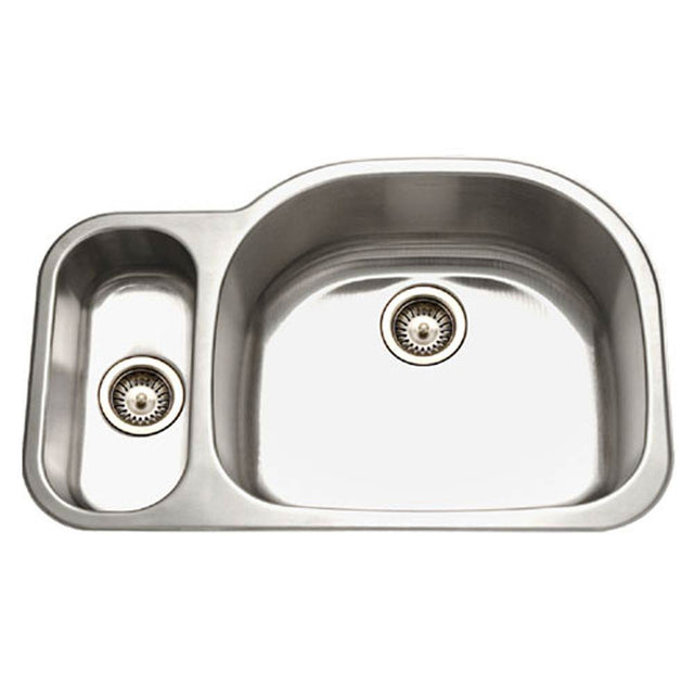 Hamat - Designer 32'' Undermount Stainless Steel 20/80 Double Bowl Kitchen Sink, Small Bowl Left - Stainless Steel