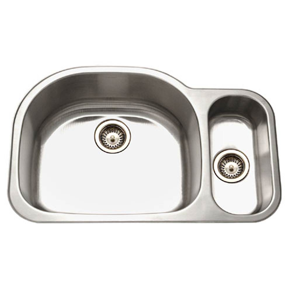 Hamat - Designer 32'' Undermount Stainless Steel 80/20 Double Bowl Kitchen Sink, Small Bowl Right - Stainless Steel