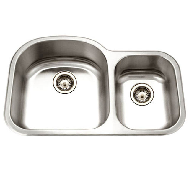 Hamat - Designer 32'' Undermount Stainless Steel 70/30 Double Bowl Kitchen Sink, Small Bowl Right - Stainless Steel