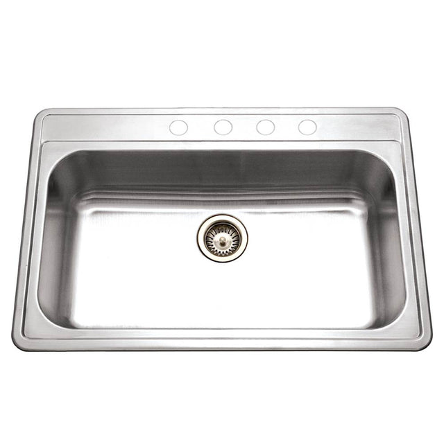 Hamat - Edition 33'' Topmount Stainless Steel 4-Hole Large Single Bowl Kitchen Sink - Stainless Steel