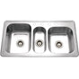 Hamat - Edition 42'' Topmount Stainless Steel 4-Hole Triple Bowl Kitchen Sink, Bulk Pack - Stainless Steel