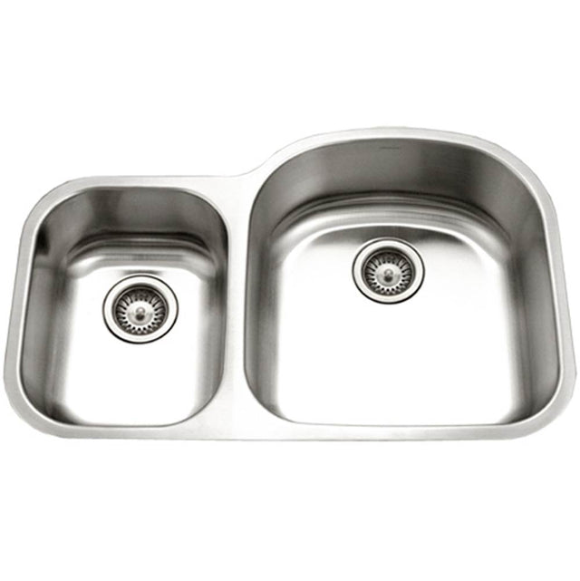 Hamat - Enterprise 32'' Undermount Stainless Steel 30/70 Double Bowl Kitchen Sink, Small Bowl Left, 18 Gauge - Stainless Steel