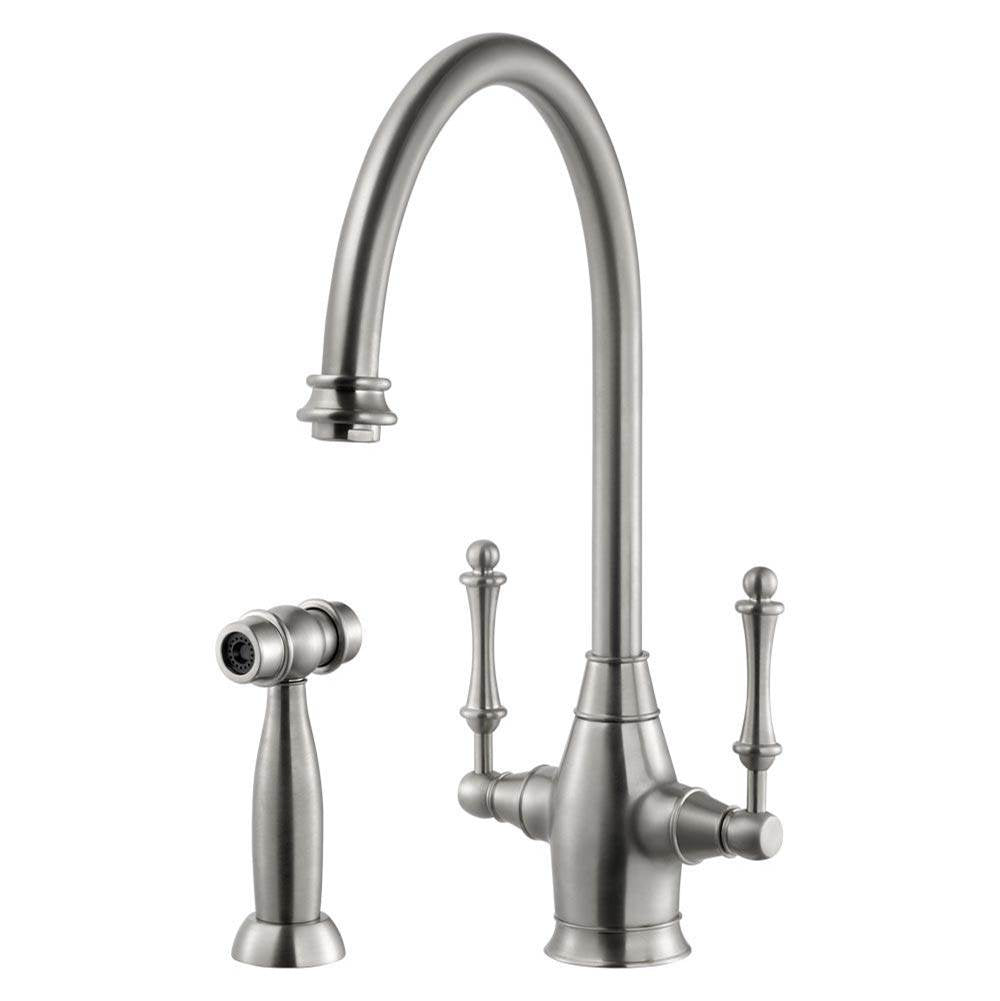 Hamat - Exeter Traditional Brass Faucet with Side Spray in Brushed Nickel - Brushed Nickel