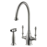 Hamat - Exeter Traditional Brass Faucet with Side Spray in Brushed Nickel - Brushed Nickel