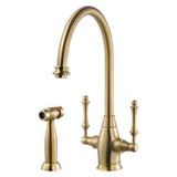 Hamat - Exeter Traditional Brass Faucet with Side Spray in Brushed Brass - Brushed Brass