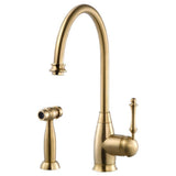 Hamat - Exeter Traditional Brass Single Lever Faucet with Side Spray in Brushed Brass - Brushed Brass