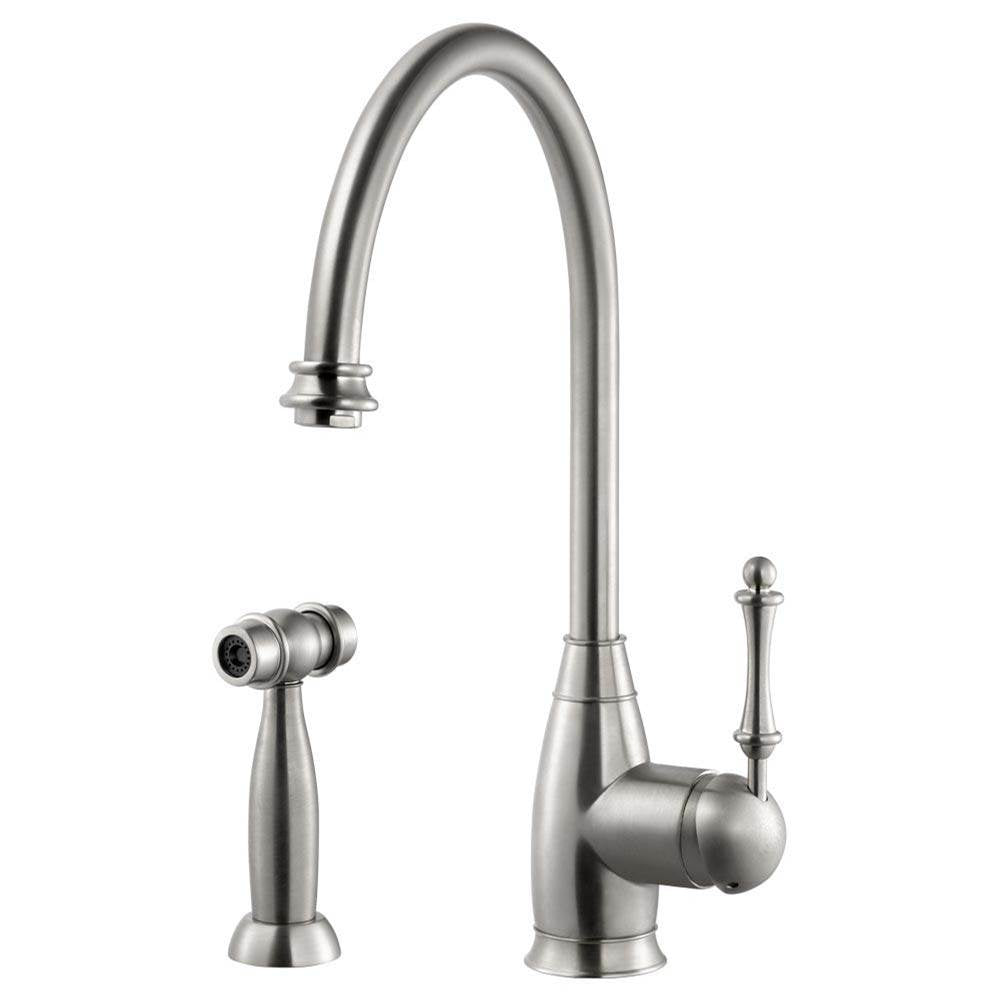 Hamat - Exeter Traditional Brass Single Lever Faucet with Side Spray in Brushed Nickel - Brushed Nickel