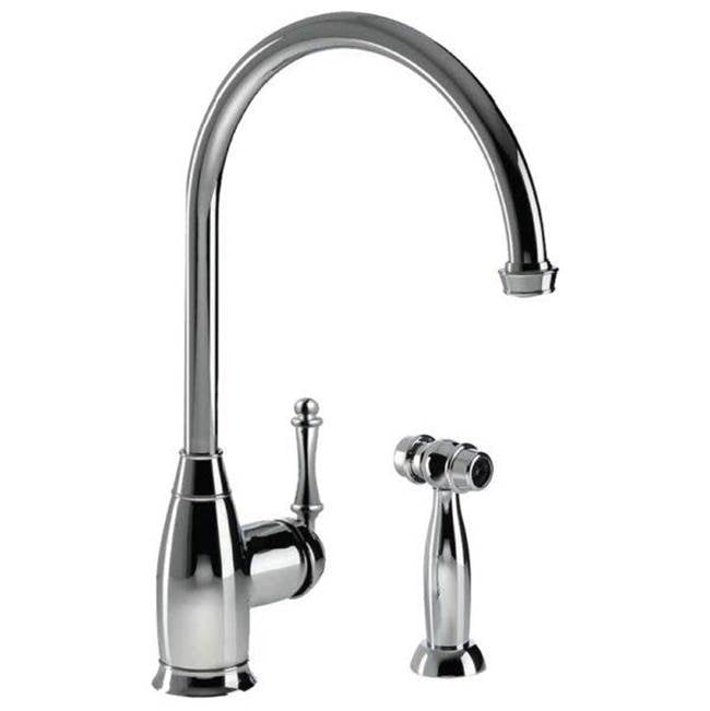 Hamat - Exeter Traditional Brass Single Lever Faucet with Side Spray in Polished Nickel - Polished Nickel