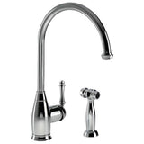 Hamat - Exeter Traditional Brass Single Lever Faucet with Side Spray in Polished Nickel - Polished Nickel