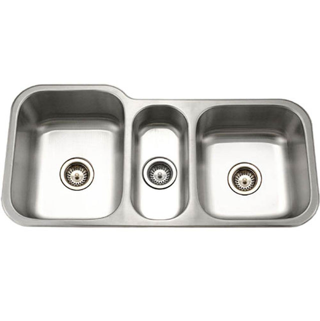 Hamat - Gourmet 40'' Undermount Stainless Steel Triple Bowl Kitchen Sink, Bulk Pack - Stainless Steel