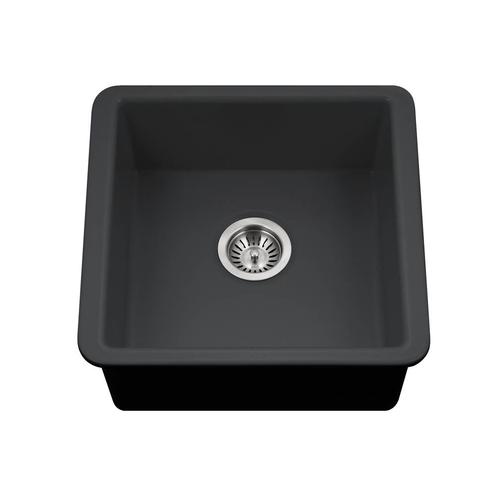 Hamat - Chelsea 19'' Undermount Firclay Bar Sink, Matte Black - Matte Black