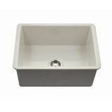 Hamat - Chelsea 26'' Undermount Fireclay Single Bowl Kitchen Sink, Biscuit - White