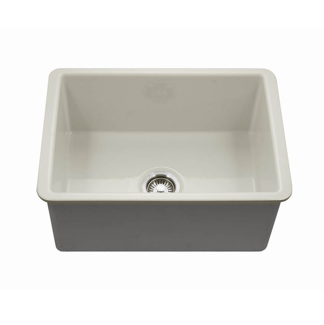 Hamat - Chelsea 26'' Undermount Fireclay Single Bowl Kitchen Sink, Biscuit - White