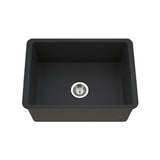 Hamat - Chelsea 26'' Undermount Fireclay Single Bowl Kitchen Sink, Matte Black - Matte Black