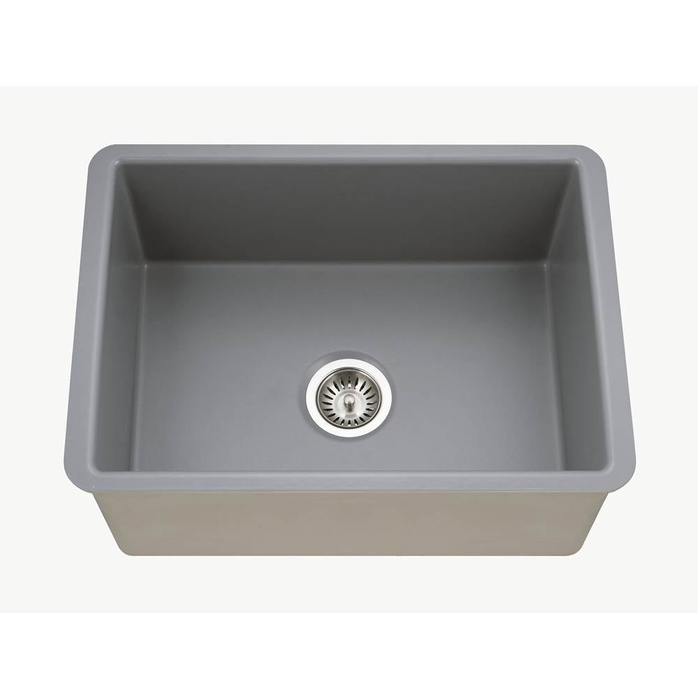 Hamat - Chelsea 26'' Undermount Fireclay Single Bowl Kitchen Sink, Matte Grey - Matte Grey
