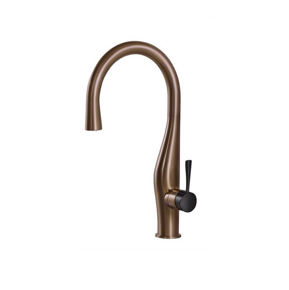 Hamat - Imagine Dual Function Hidden Pull Down Kitchen Faucet in Antique Copper and Matte Black - Antique Copper